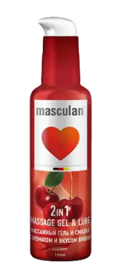 Masculan гель и смазка с ароматом и вкусом Вишни  2в1 с массажным с дозатором 130мл