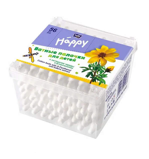 BELLA Ватные палочки 'Bella Baby Happy' с экст. ромашки и Д-пантенолом 56шт