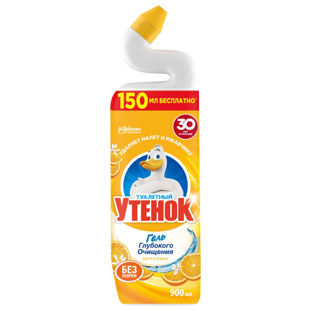 Туалетный Утенок активный чистящее средство для унитаза цитрус 5 в1 900 мл