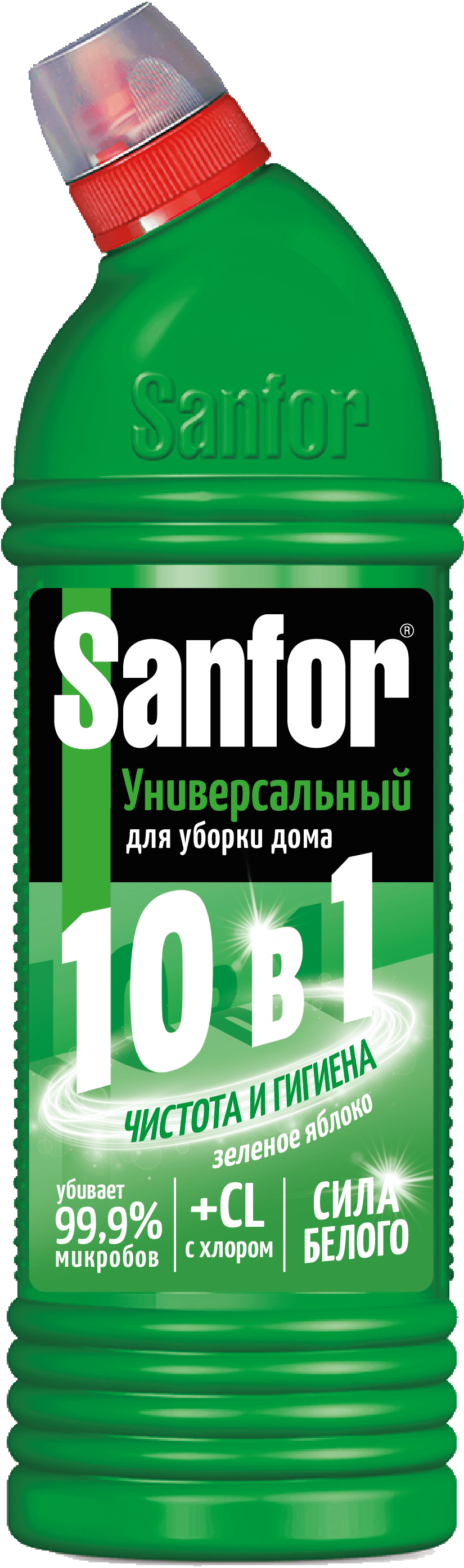 Sanfor Universal средство для чистки и дезинфекции 10 в1 зеленое яблоко 750 мл