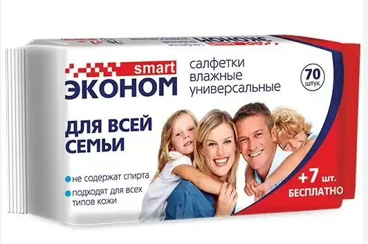 Эконом smart №77 влажные салфетки для семьи универс