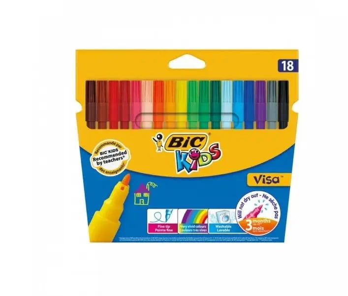 Bic цветные фломастеры visa 880 кор 18 цветов