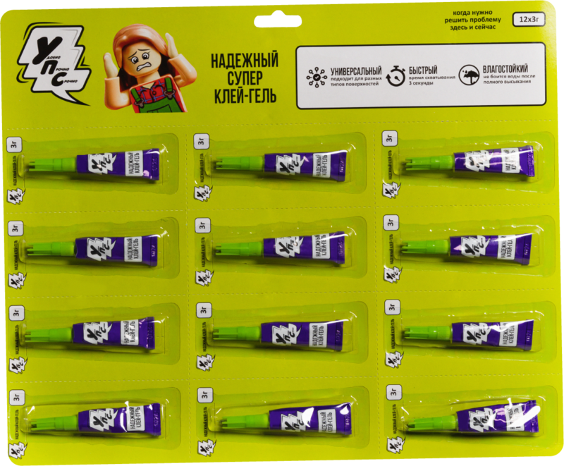 Упс супер клей гель на карте 12 шт
