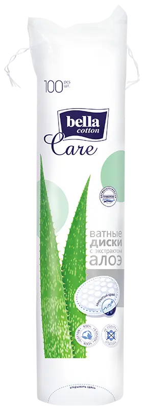 BELLA Ватные подушечки 100шт с экстр. алоэ