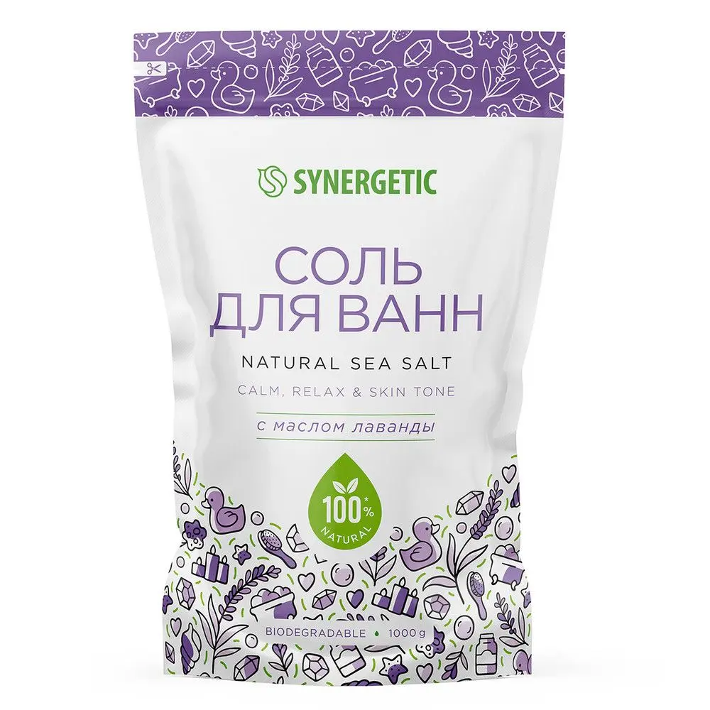Synergetic соль для ванн с маслом лаванды 1 кг