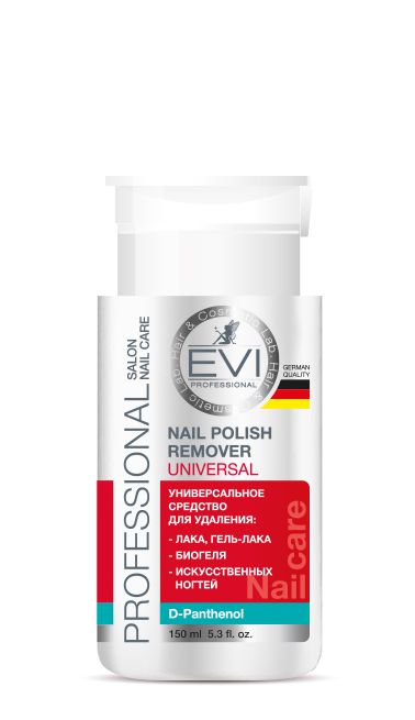 Evi Professional универсальное средство для снятия всех видов лака гель лака биогеля искусственных ногтей с помпой дозатором 150 мл