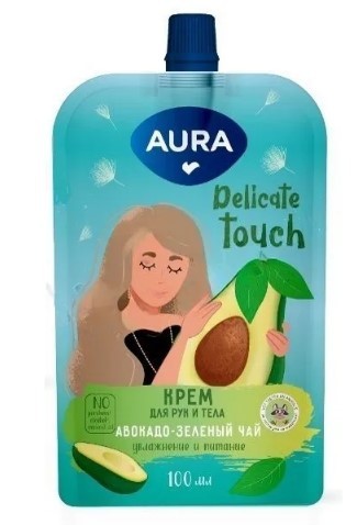 Aura крем для рук и тела авокадо зеленый чай дой пак 100мл