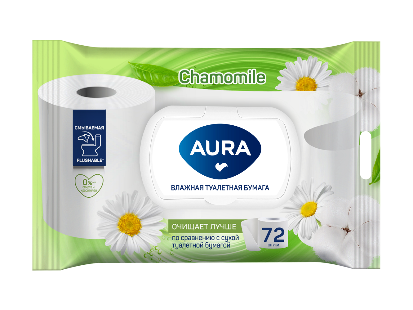Aura влажная бумага туалетная 72 шт