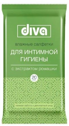 DIVA № 20 влажные салфетки для интимной гигиены c экстрактом ромашки