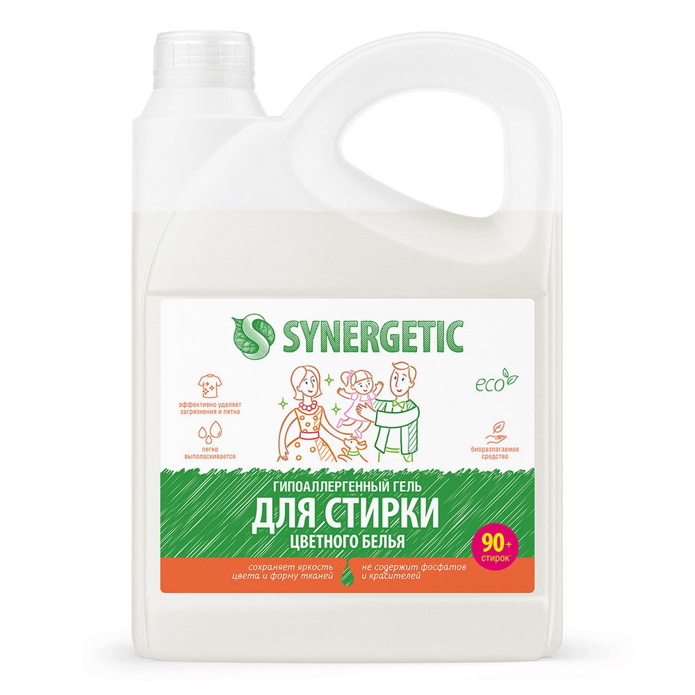 Synergetic биоразлагаемый концентрированный гель для стирки для цветного белья 2,75 л 90 стирок