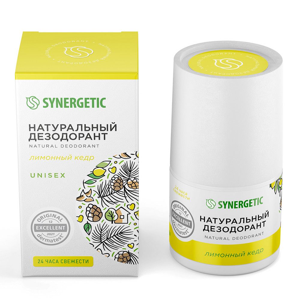 Synergetic натуральный дезодорант лимонный кедр unisex 50 мл