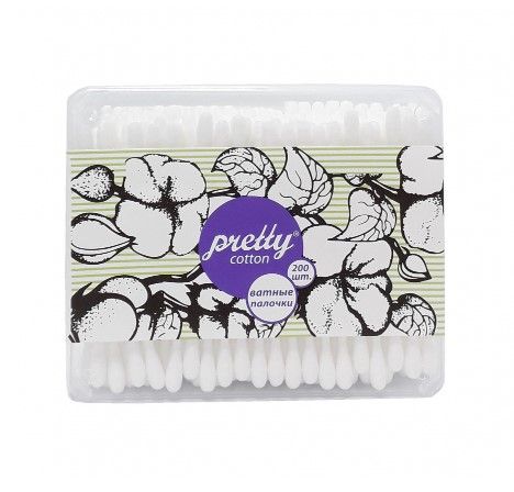 Pretty cotton ватные палочки 200 шт квадрат