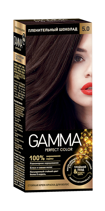 Gamma Perfect Hair стойкая крем краска тон 5.0 пленительный шоколад
