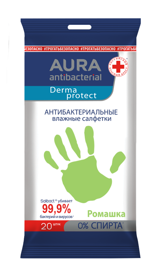 Aura влажные антибактериальные салфетки 20 шт
