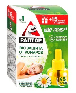 Раптор Bio средство от комаров инсектицидное с экстрактом ромашки 45 ночей