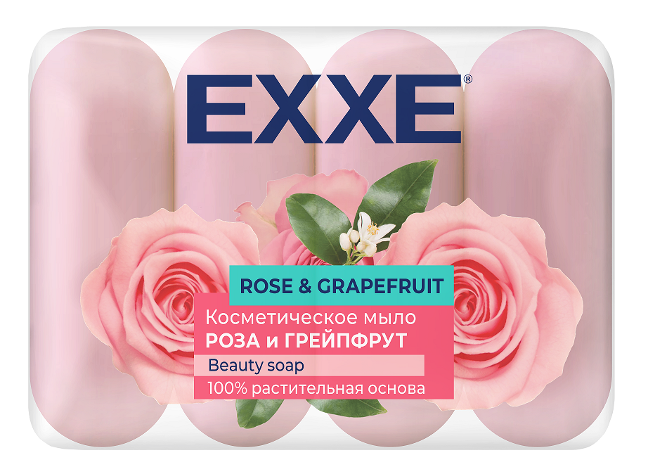 Exxe косметическое мыло роза и грейпфрут 4*70 г экопак