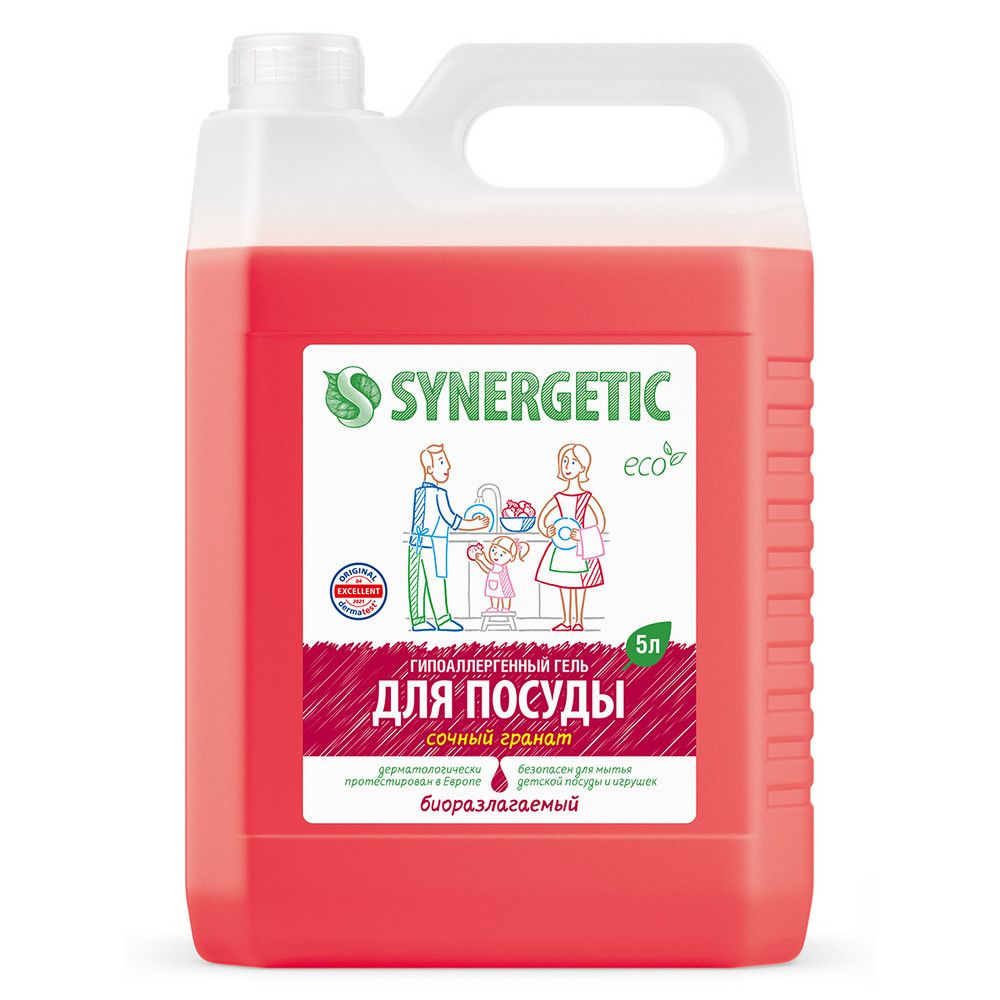 Synergetic средство биоразлагаемое для мытья посуды c ароматом граната 5 л