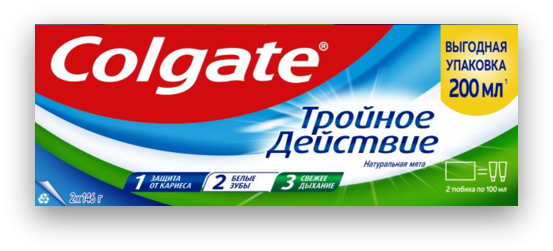 Colgate зубная паста тройное действие натуральная мята 100 мл + 100 мл