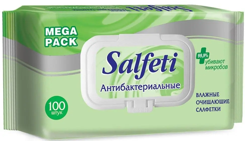 Salfeti №100 влажные салфетки антибактериальные с клапаном
