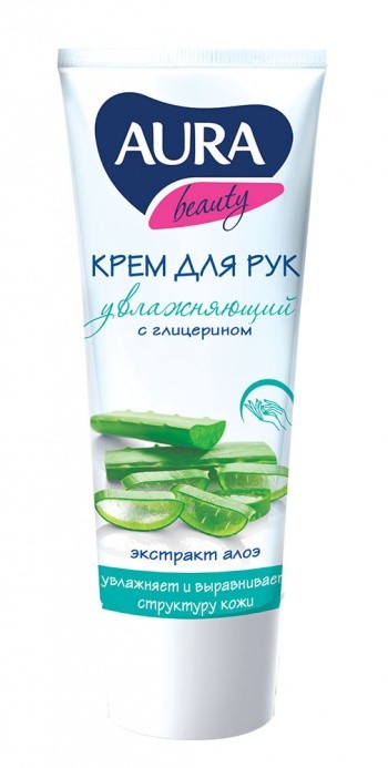 Aura beauty крем для рук увлажняющий с глицерином и экстрактом алоэ 75мл