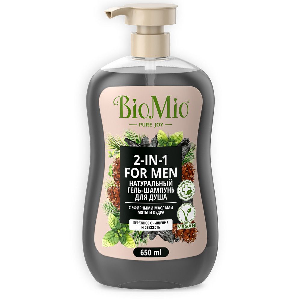 BioMio Bio shower body hair gel мята и кедр гель шампунь мужской для душа 650 мл экспортный вариант