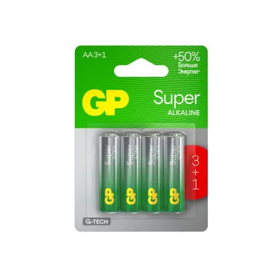 GP батарейки super А 3+1 шт 15А