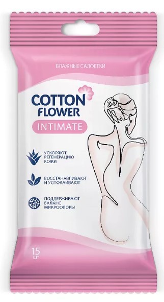 Cotton Flower влажные салфетки Intimate 15шт