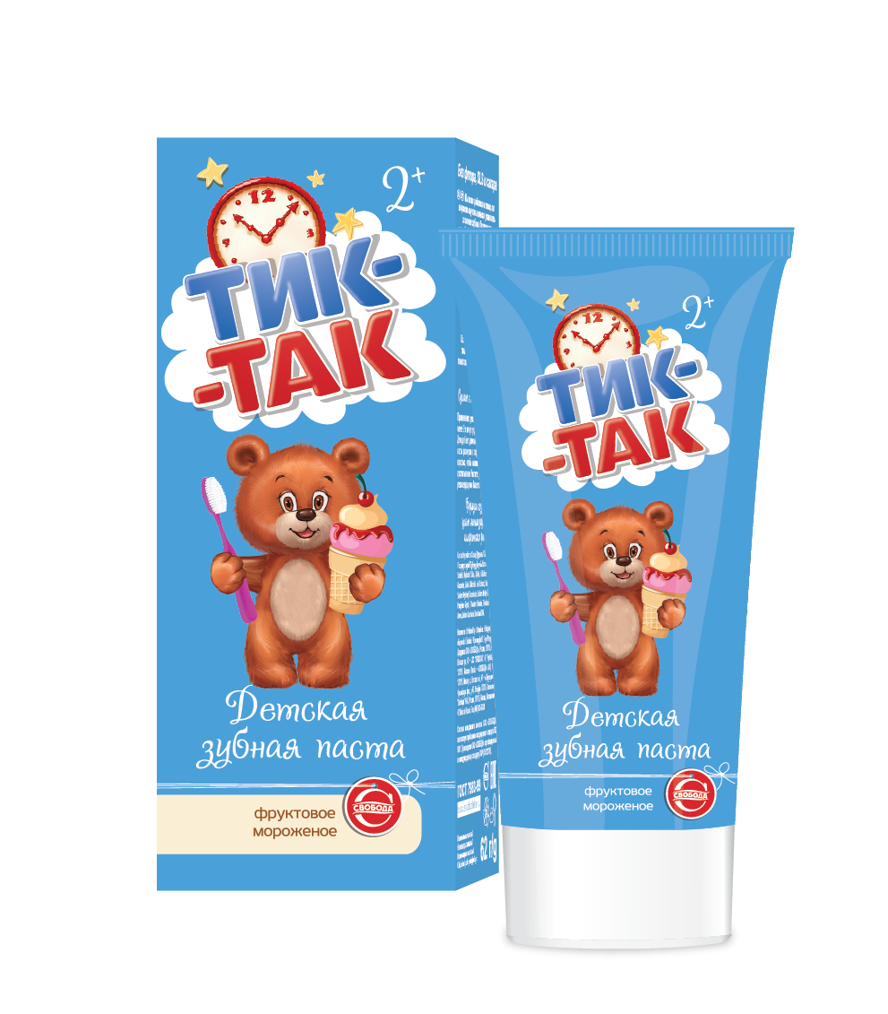 Тик-Так зубная паста фруктовое мороженое 2+ 62 г