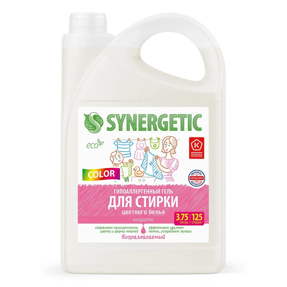Synergetic гель для стирки цветного белья color 3,75 л
