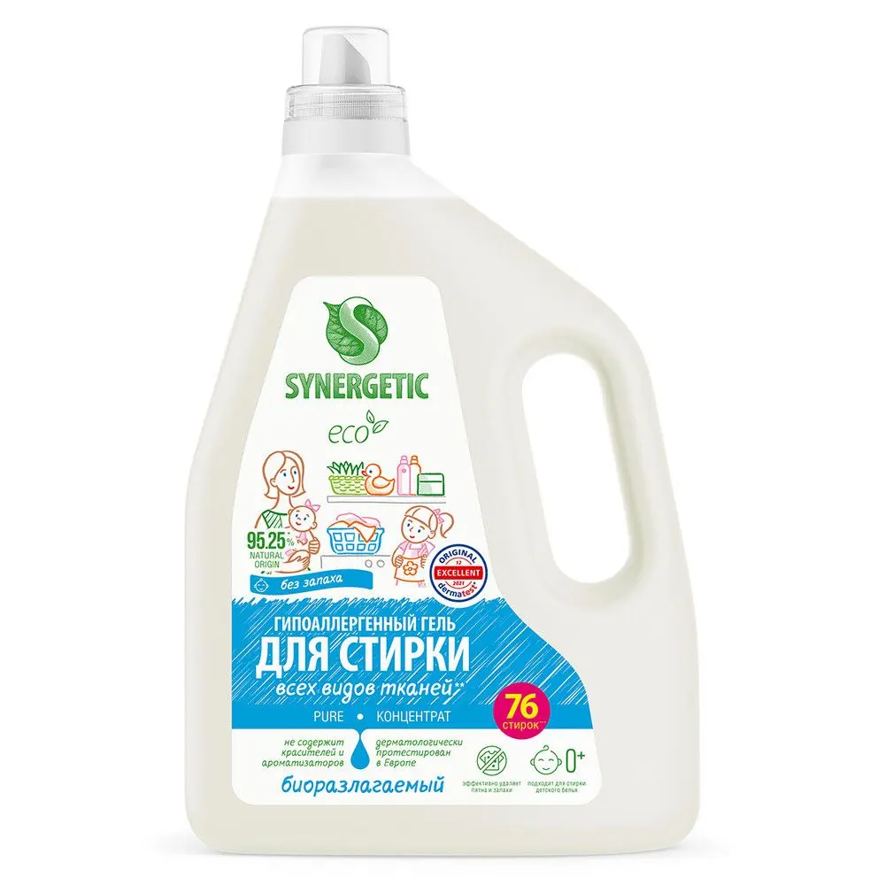 Synergetic Pure гель для стирки всех видов тканей 2,28 л 76 стирок