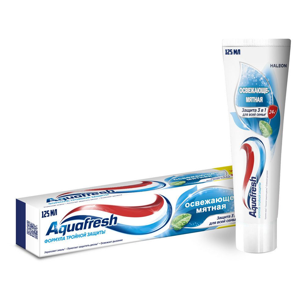 Aquafresh зубная паста освежающе мятная с фтором 125 мл