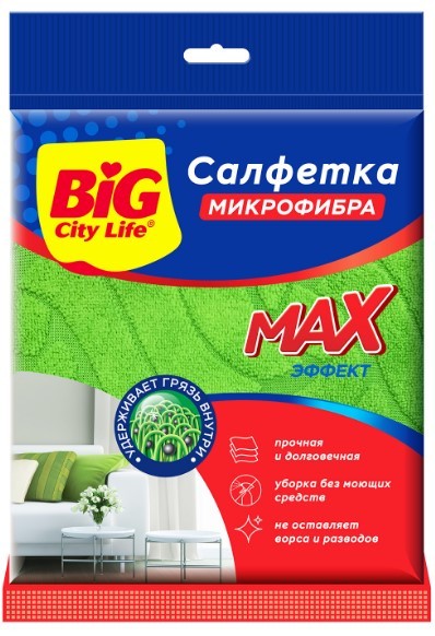 BIG City салфетка из микрофибры мах эффект 1шт 30шт ящ юнит 3*10