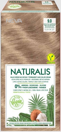 Naturalis Vegan стойкая крем краска для волос 9.0 INTENSE VERY LIGHT BLONDE интенсивный очень светлый каштановый