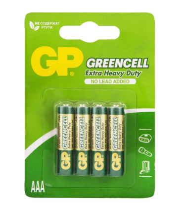 GP батарейки солевые greencell AAA/R03G 4 шт