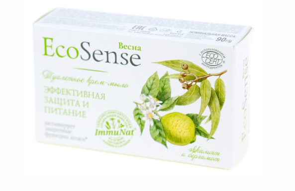 ВЕСНА Ecosense Туалетное крем-мыло эвкалипт и бергамот, 90 г в пачке