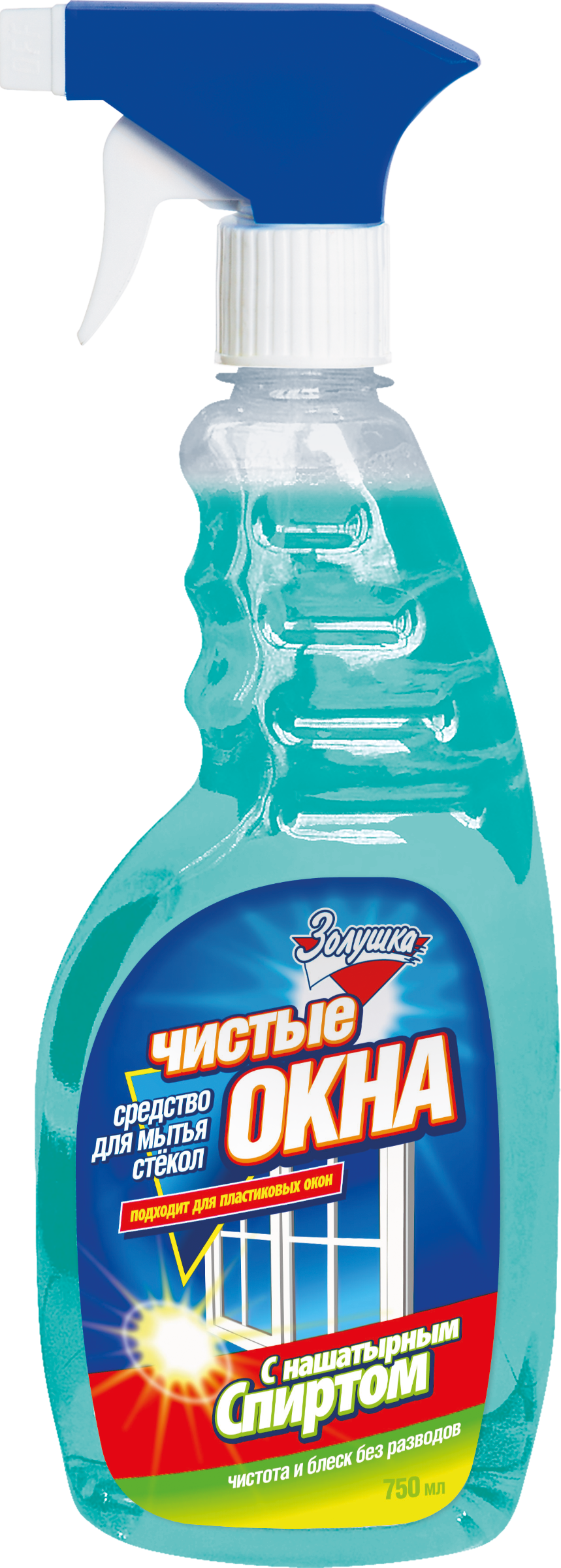 Золушка чистые окна с нашатырным спиртом с триггером 0.75 л