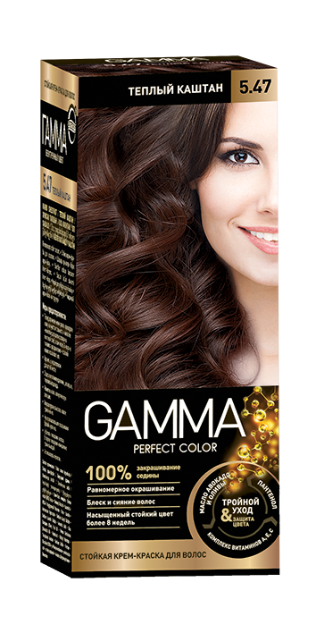 Gamma Perfect Hair стойкая крем краска тон 5.47 теплый каштан