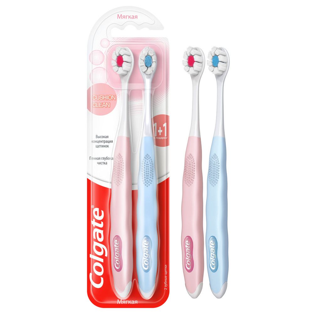 Colgate cushion clean зубная щетка мягкая 2 шт