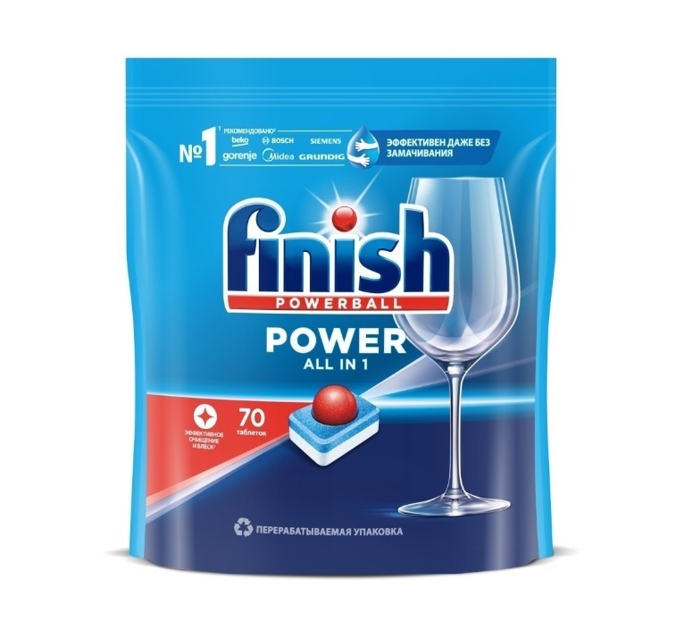 Finish Таблетки для посудомоечных машин All in 1 Power 70шт