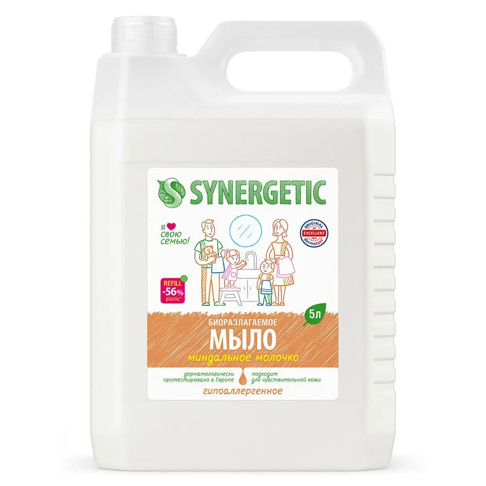 Synergetic жидкое мыло миндальное молочко 5 л