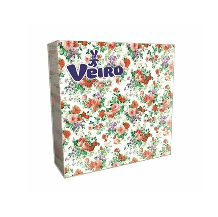 Veiro салфетки 3 слойные с рисунком цветы винтаж 33*33 20 листов