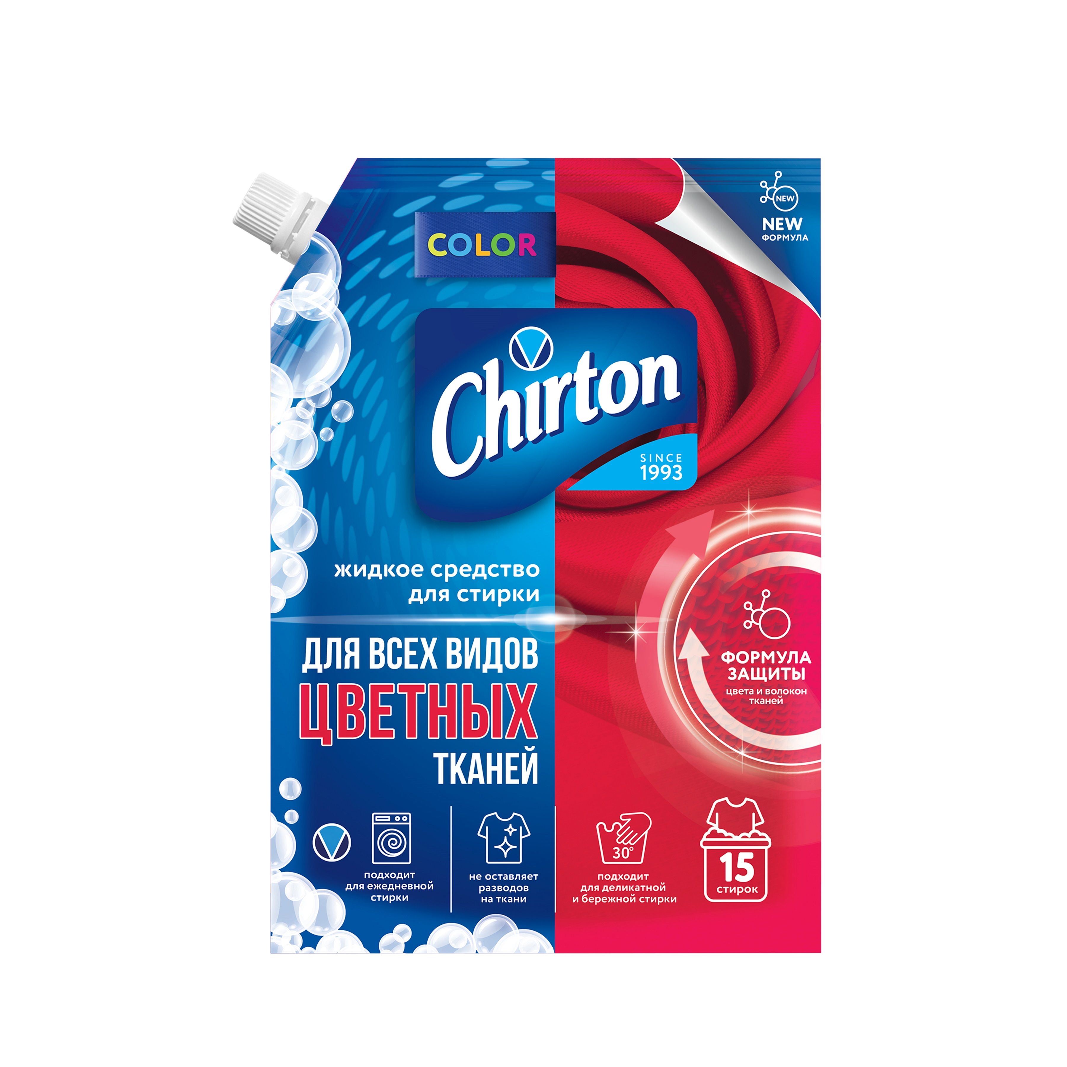 Chirton средство жидкое для стирки цветных тканей 1000 мл дой пак