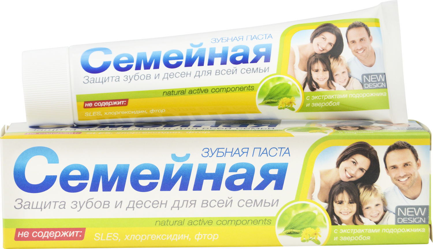 Семейная зубная паста  с экстрактом подорожника и зверобоя 130 г