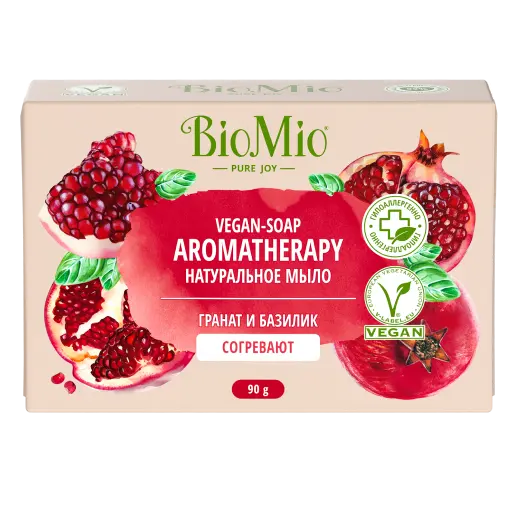 BioMio Натуральное мыло Гранат и базилик 90 г
