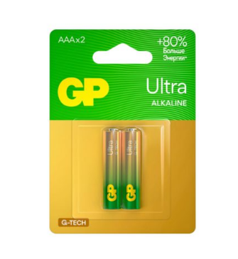 GP батарейки алкалиновые ultra alkaline 24А AАA/LR03 2 шт