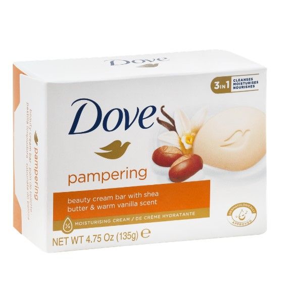Dove крем мыло cream bar pampering объятия нежности масло ши и ваниль 135 гр стикер