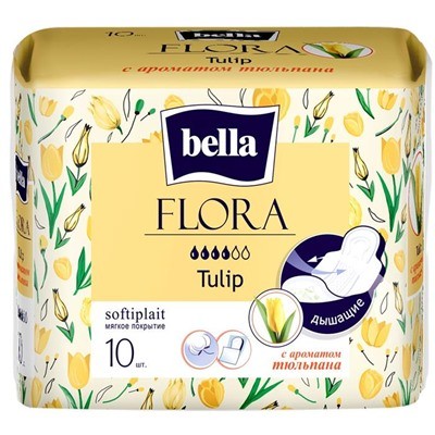 BELLA Прокладки FLORA Tulip, 10 шт.уп. (с ароматом тюльпана)