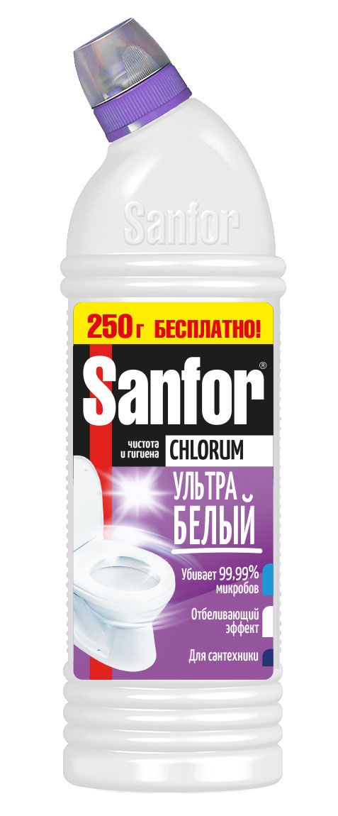 Sanfor Chlorum для сантехники чистота и гигиена ультра белый 1л 750 мл+250 мл бесплатно