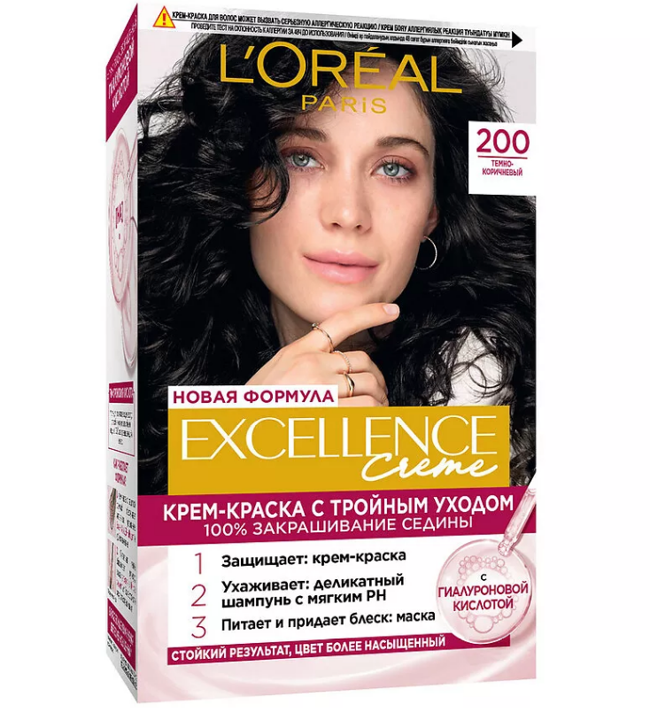 L'oreal Excellence 200 тёмно коричневый