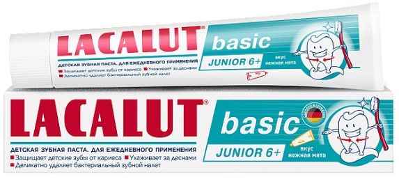 Лакалют зубная паста детская junior 6+ basic для ежедневного применения нежная мята 60 гр